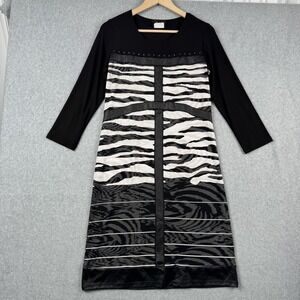 Artex Fashions Dress Womens M Black White Animal Print Striped Canada Stretch